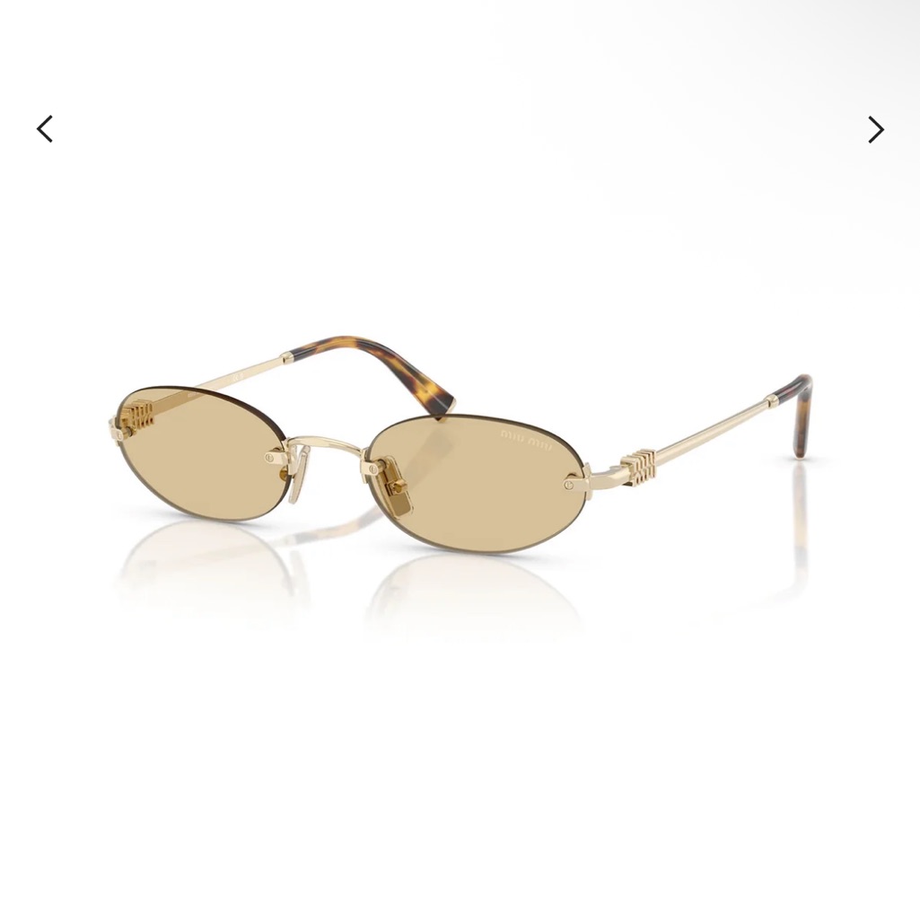 100% Authentic Miu Miu Oval Eyewear Sunglasses In Pale Gold